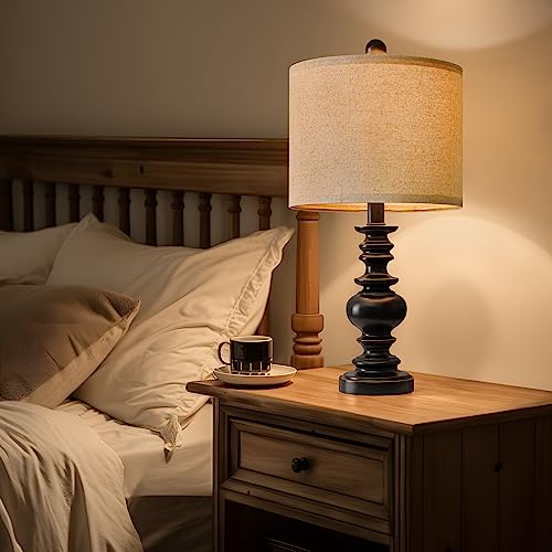 BOBOMOMO 20" Table Lamp Set of 2 for Bedroom Living Room Vintage Rustic Traditional Nightstand Bedside Lamps（Suitable for Decorating Small Areas） - Image 2