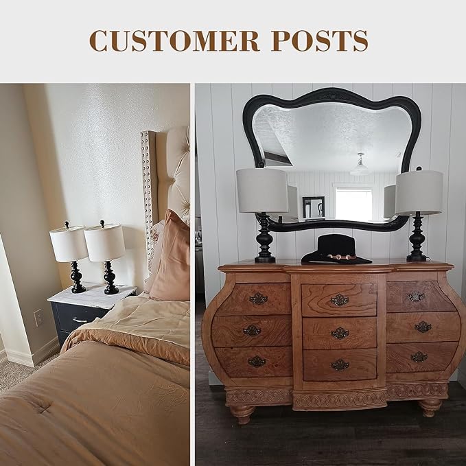 BOBOMOMO 20" Table Lamp Set of 2 for Bedroom Living Room Vintage Rustic Traditional Nightstand Bedside Lamps（Suitable for Decorating Small Areas） - Image 5