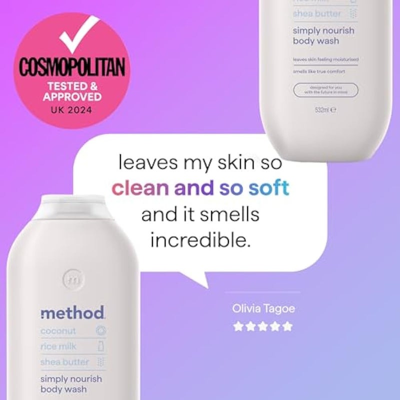 Method Body Wash, Simply Nourish, Shower Gel, Coconut, Rice Milk And Shea Butter Scent, Pack of 1, 532ml - Image 5