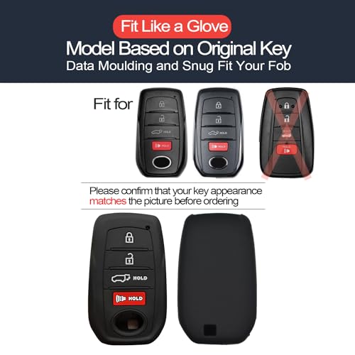 INFIPAR 2pcs Compatible with Toyota Tacoma Prius Venza Corolla Crown Sequoia Tundra Grand Highlander RAV4 Prime Mirai Smart 4 Buttons Key Fob Cover Case Key Chain Protector Keyless Entry Remote Holder - Image 3