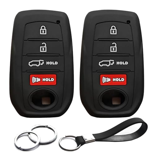 INFIPAR 2pcs Compatible with Toyota Tacoma Prius Venza Corolla Crown Sequoia Tundra Grand Highlander RAV4 Prime Mirai Smart 4 Buttons Key Fob Cover Case Key Chain Protector Keyless Entry Remote Holder - Image 1
