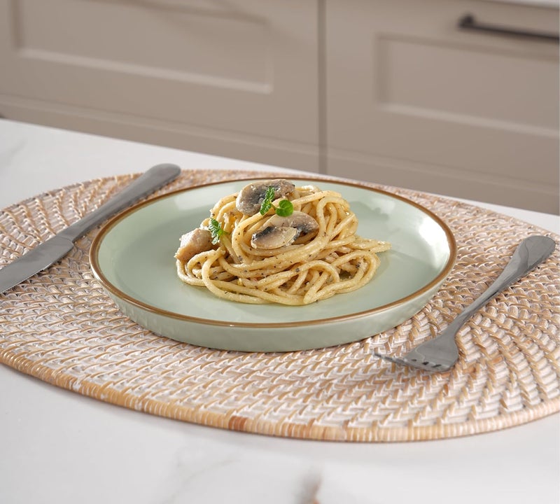 Famiware Saturn Dinnerware Sets Plates and Bowls Sets for 4 12 Pieces Stoneware Dish Set  Chip and Scratch Resistant Microwave and Dishwasher Safe Tableware Set Light Green with Rim - Image 4