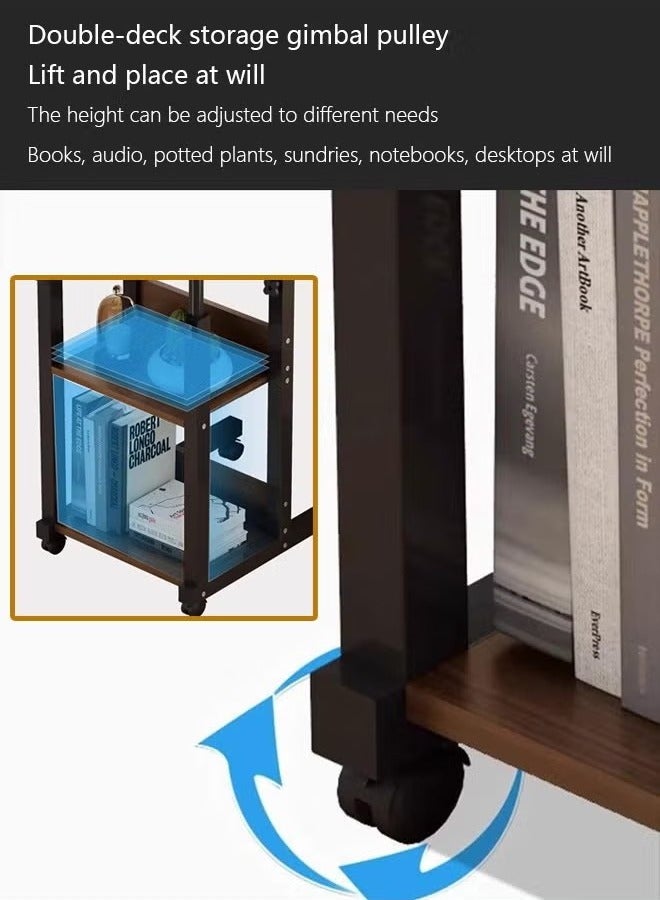 Beauenty C Shaped Bedside Desk Adjustable Mobile Sofa Side Table with Wheels and Storage Tray Sturdy Rolling Computer Stand for Medical Eating and Laptops - Image 3