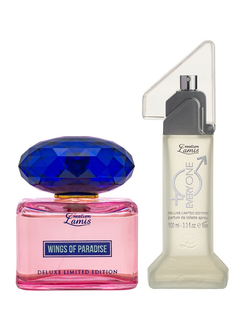 Creation Lamis عطر أجنحة الجنة للنساء 100 مل وعطر كريشن لاميس ديلوكس للجميع بخاخ ماء تواليت للرجال والنساء 100 مل (حزمة كومبو) - Image 1
