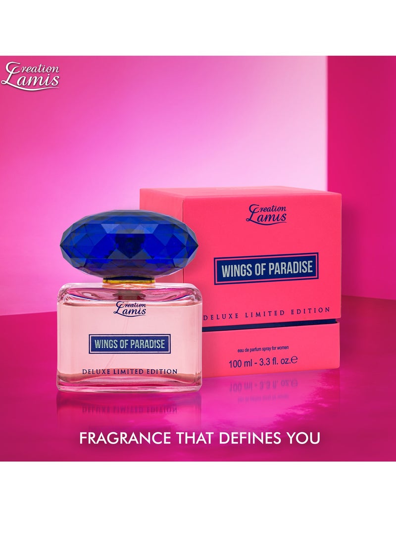 Creation Lamis عطر أجنحة الجنة للنساء 100 مل وعطر كريشن لاميس ديلوكس للجميع بخاخ ماء تواليت للرجال والنساء 100 مل (حزمة كومبو) - Image 5