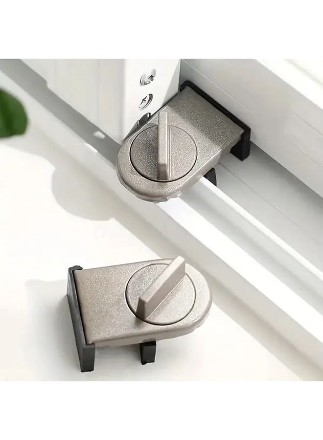 Brown Heavy Duty Aluminum Sliding Door Safety Lock Anti Theft Security for Windows - Image 2