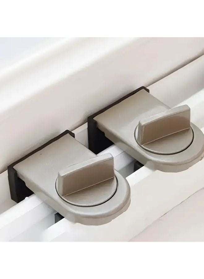 Brown Heavy Duty Aluminum Sliding Door Safety Lock Anti Theft Security for Windows - Image 1