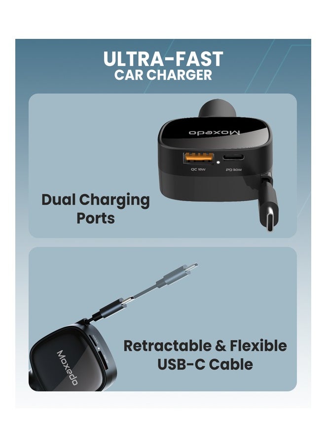 Moxedo Car Charger 84W Output Power QC 3.0 PPS USB-C & USB-A with Built-in Retractable USB-C Cable Compatible with Android iOS and other Devices - pzsku/Z93B7AA95F8E5BD070172Z/45/_/1736260402/4b274102-8a28-4522-8292-5f07cf849baa