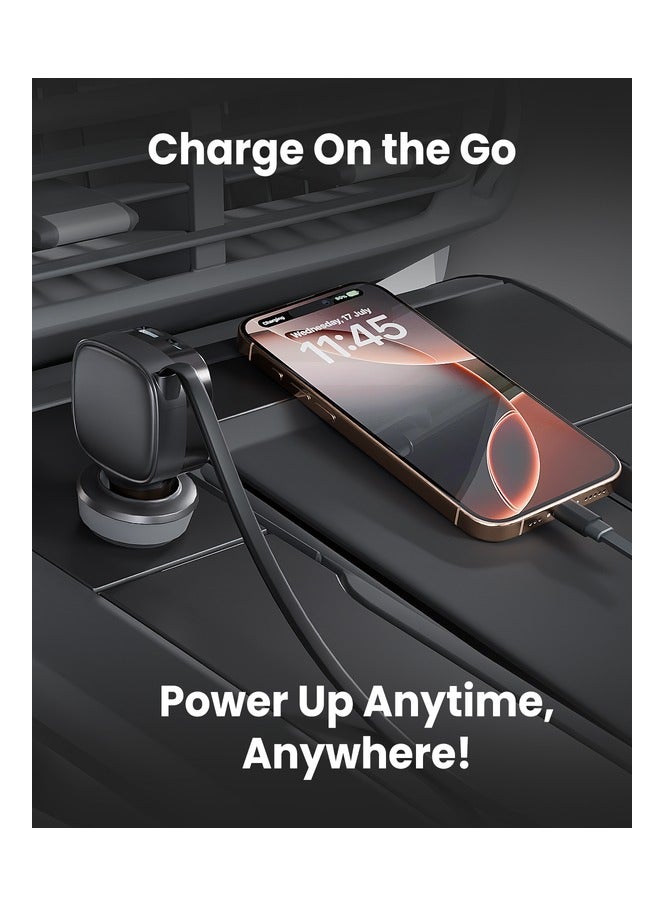 Moxedo Car Charger 84W Output Power QC 3.0 PPS USB-C & USB-A with Built-in Retractable USB-C Cable Compatible with Android iOS and other Devices - Image 4