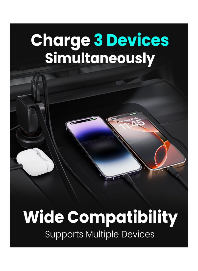 Moxedo Car Charger 84W Output Power QC 3.0 PPS USB-C & USB-A with Built-in Retractable USB-C Cable Compatible with Android iOS and other Devices - Image 5