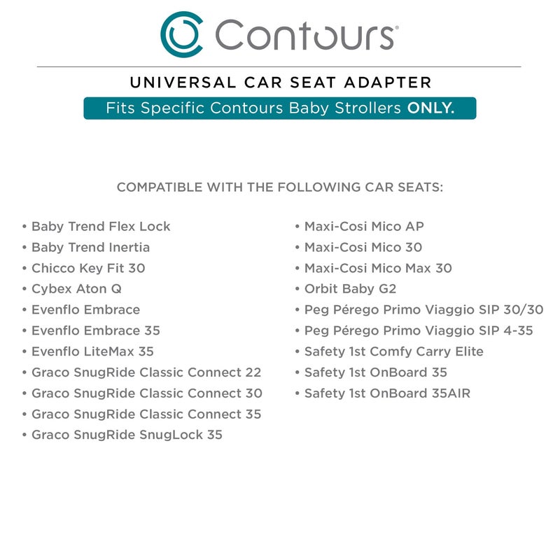 Contours Infant Car Seat Adapterâ€“Compatible with Select Contours Baby Strollers/CarSeats from Chicco, Graco, BabyTrend, Evenflo, Cybex, Maxi-COSI, Peg Perego & Others Check Compatibility to Ensure Proper Fit - Image 2