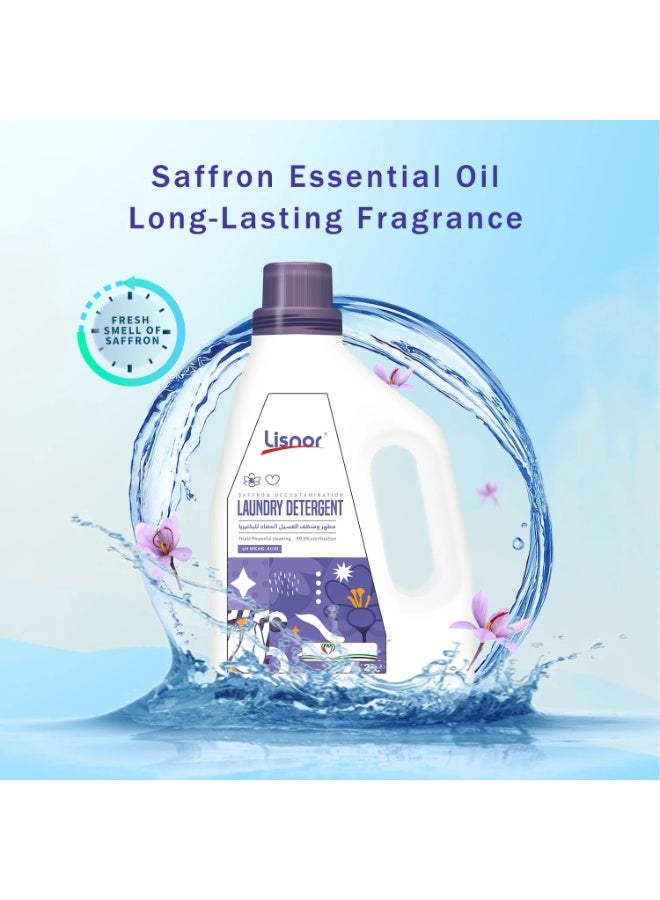 ليسنور سائل غسيل الملابس، منظف قوي متعدد الاستخدامات ومزيل للبقع برائحة الزعفران العطرية ومنعم للأقمشة، 2 لتر، عبوة من قطعة واحدة - Image 3