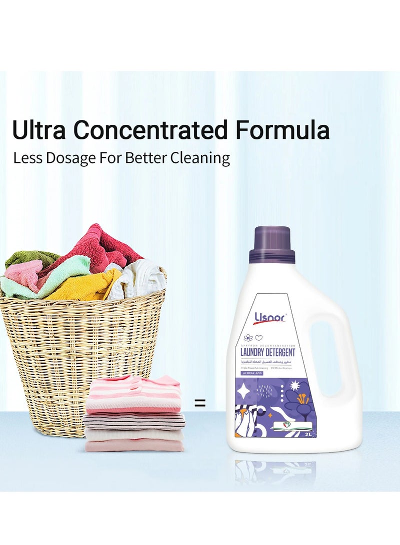 ليسنور سائل غسيل الملابس، منظف قوي متعدد الاستخدامات ومزيل للبقع برائحة الزعفران العطرية ومنعم للأقمشة، 2 لتر، عبوة من قطعة واحدة - Image 1