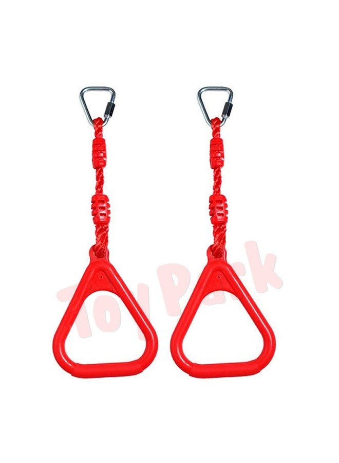Toy Park Triangle Rings Set of 2 with Delta Quick Links - Monkey bar Rings (Red) - Image 1