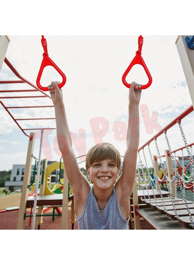Toy Park Triangle Rings Set of 2 with Delta Quick Links - Monkey bar Rings (Red) - Image 2