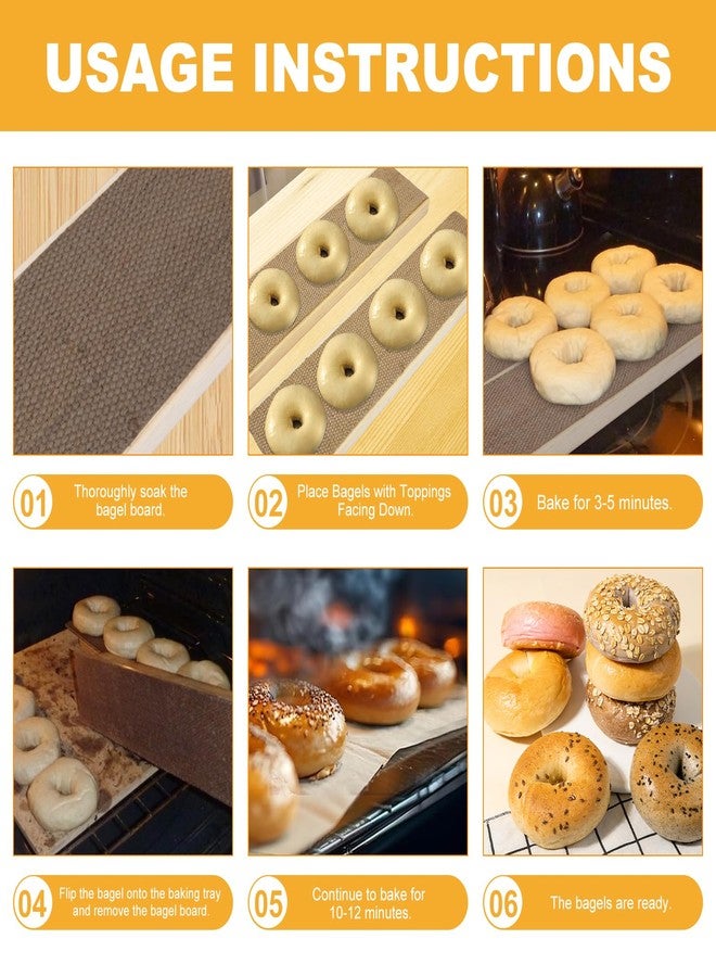 avvkfcmn 3 Pcs Bagel Boards for Baking Bagels, Pine Wood with Burlap, 16.1 inches L x 3.5 inches W - Essential Baking Tools for Beginners and Experts, Great Gift for Home Bakers and Professionals - Image 3