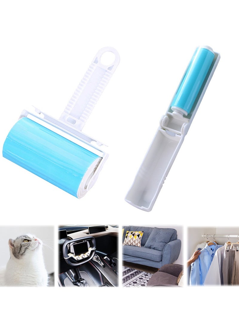 Generic - Pet Hair Remover Brush Reusable Lint Roller Cleaner Set for Clothes Car Seats Bedding Large and Small Sizes Blue - Image 1