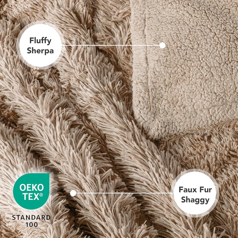 بطانية بيتامي المقاومة للماء للكلاب المتوسطة والكبيرة، بطانية قط مهدئة من الصوف، حماية للأريكة قابلة للغسل من شيربا وفرو صناعي للجرو، ناعمة وقابلة للعكس ومقاومة للتسرب 40×60 بيج رمادي - Image 5