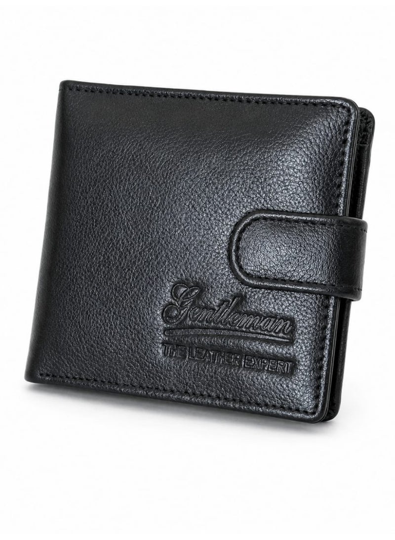 GENTLEMAN Premium Men’s Leather Bifold Wallet with Snap Closure – Slim Classic Design - Image 1