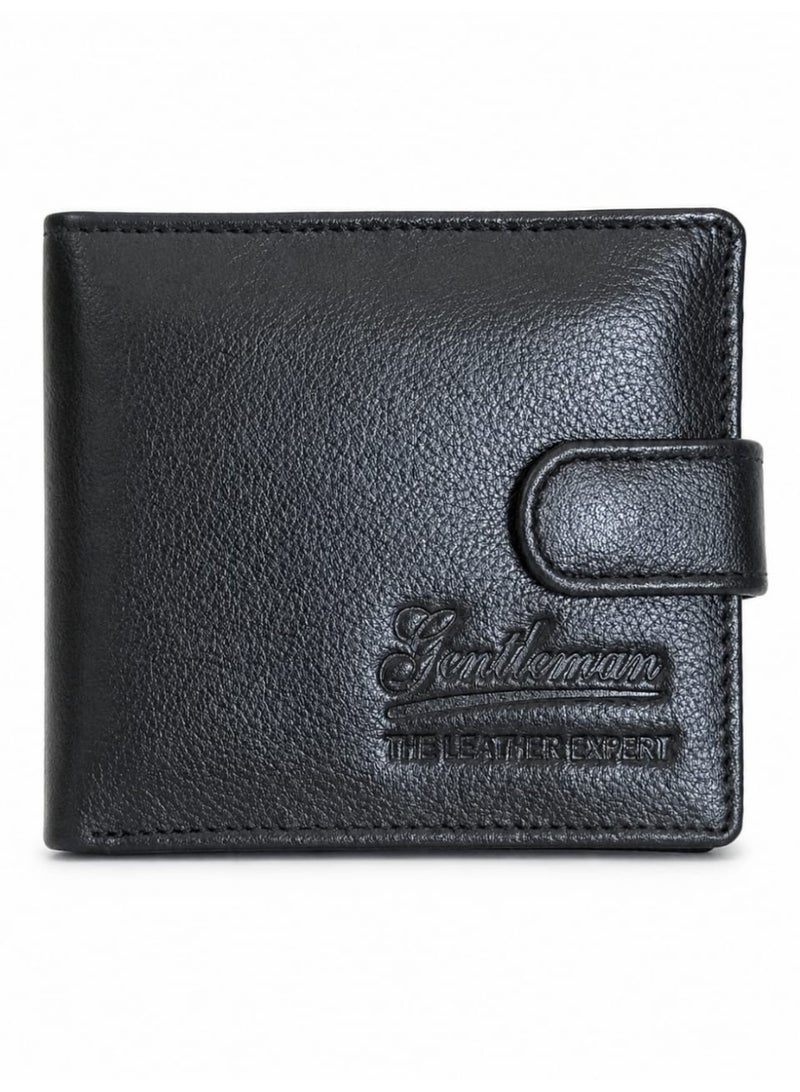 GENTLEMAN Premium Men’s Leather Bifold Wallet with Snap Closure – Slim Classic Design - Image 3