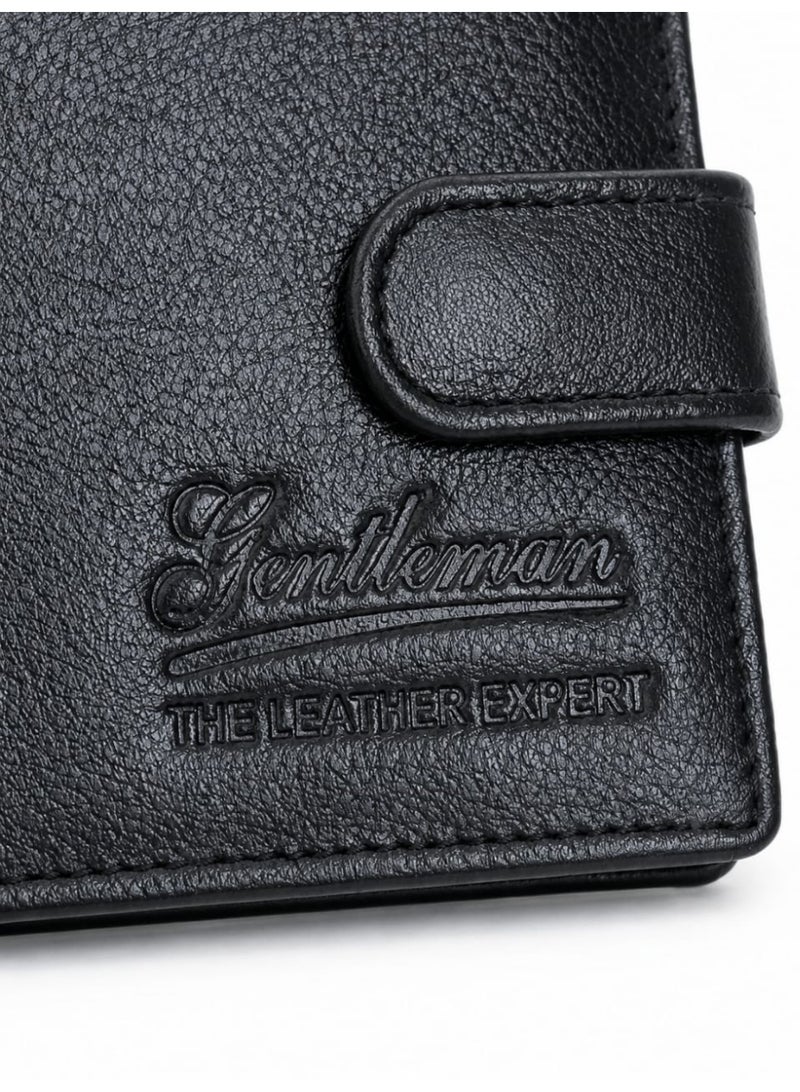 GENTLEMAN Premium Men’s Leather Bifold Wallet with Snap Closure – Slim Classic Design - Image 4