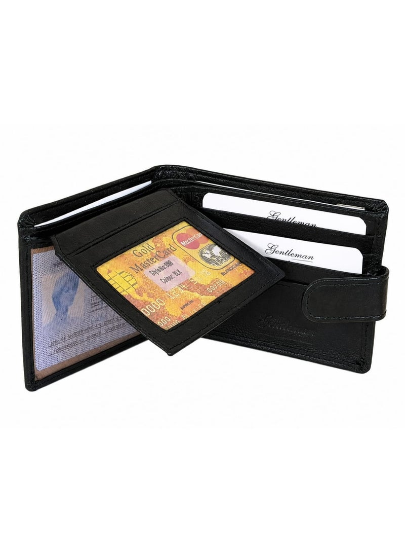 GENTLEMAN Premium Men’s Leather Bifold Wallet with Snap Closure – Slim Classic Design - Image 5