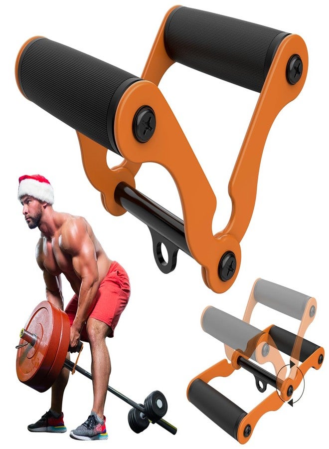 veimia V Bar T-Bar Row Landmine Handle Attachment for Barbell Bars, Solid Mine Double D Row Handle Grips with Non-Slip Rubber Grips, T-Row Attachment for Olympic Strength Training Bars,Orange - Image 1