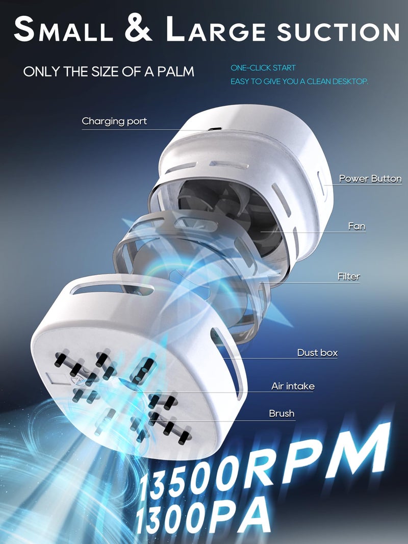 IGOKOTI مكنسة مكتب IGOKOTI الصغيرة، مكنسة مضادة، مكنسة سطح المكتب، شاحن USB، تصميم موفر للطاقة بدون سلك - Image 3