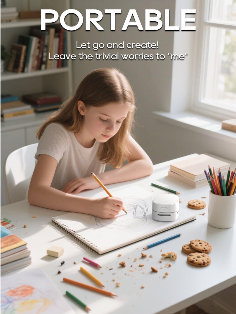 IGOKOTI مكنسة مكتب IGOKOTI الصغيرة، مكنسة مضادة، مكنسة سطح المكتب، شاحن USB، تصميم موفر للطاقة بدون سلك - Image 2