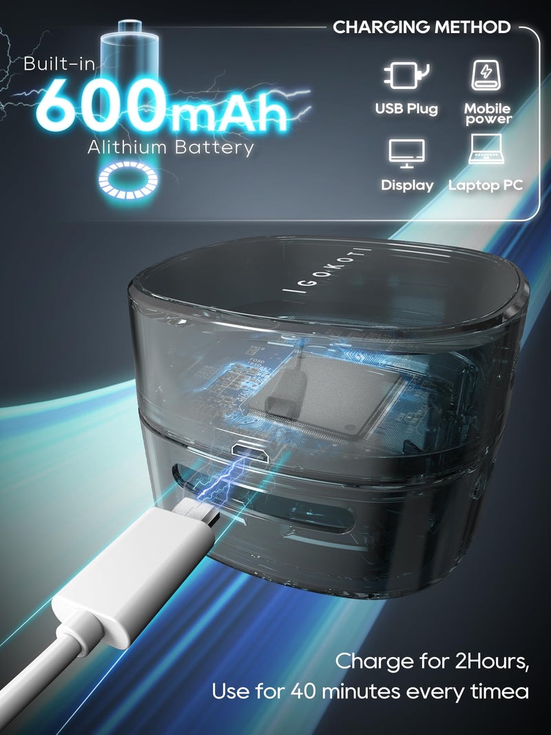 IGOKOTI مكنسة مكتب IGOKOTI الصغيرة، مكنسة مضادة، مكنسة سطح المكتب، شاحن USB، تصميم موفر للطاقة بدون سلك - Image 5