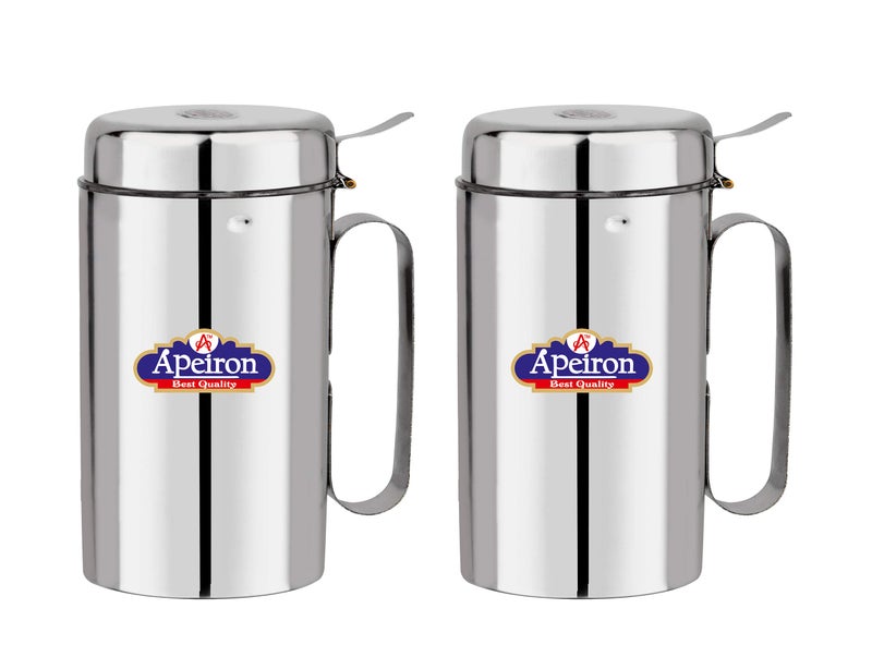 Apeiron Stainless Steel Oil Dispenser Transparent Nozzle Cooking Oil Dispenser Stopper Pourer (Silver, 750ml) - Pack of 2 - Image 1