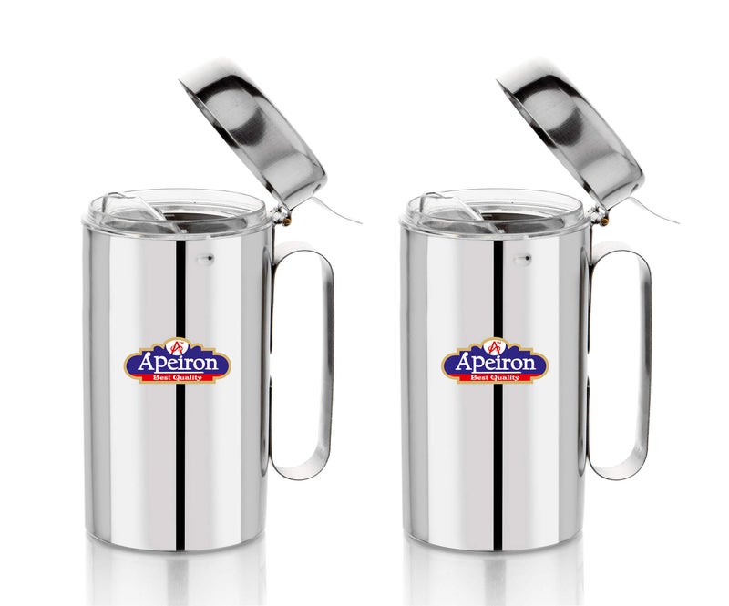 Apeiron Stainless Steel Oil Dispenser Transparent Nozzle Cooking Oil Dispenser Stopper Pourer (Silver, 750ml) - Pack of 2 - Image 2