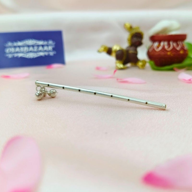 Osasbazaar Pure Silver Flute Bansuri For Laddu Religious Gopal, Krishna, Thakur Ji, Kanha, Janmashtami Puja, Mandir, Temple - 97%-99% Pure BIS Hallmarked - Image 3