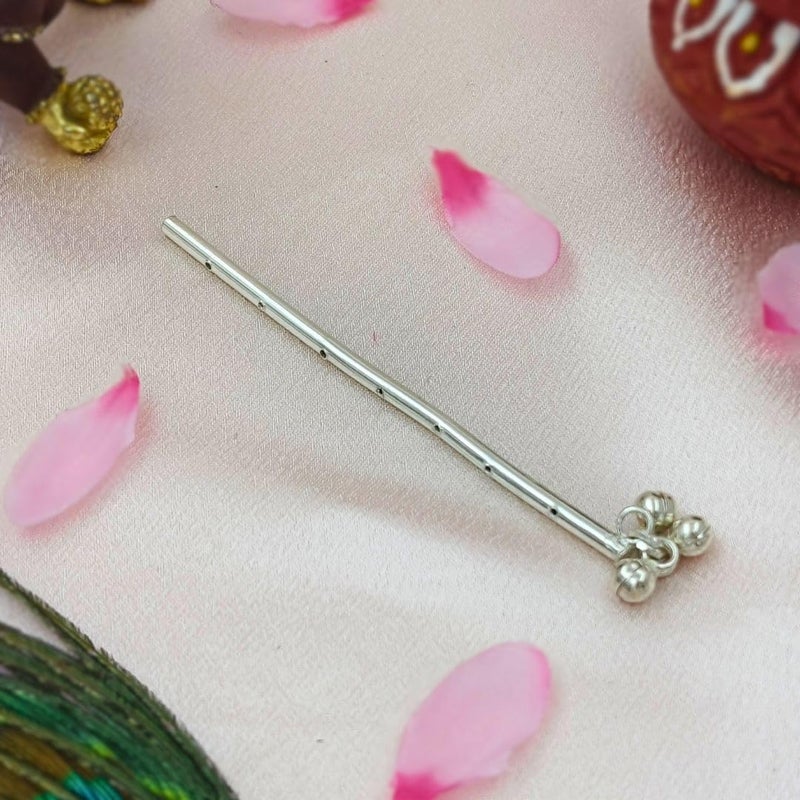 Osasbazaar Pure Silver Flute Bansuri For Laddu Religious Gopal, Krishna, Thakur Ji, Kanha, Janmashtami Puja, Mandir, Temple - 97%-99% Pure BIS Hallmarked - Image 4