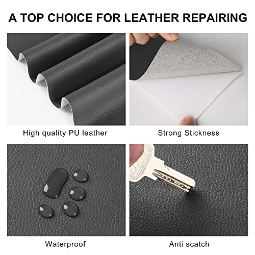 YAFLC Leather Repair Patch for Furniture, 4" x 63" Self Adhesive Leather Repair Kit Vinyl Repair Tape for Car Seat Sofa Jackets Couches Chair Dark Grey - Image 4