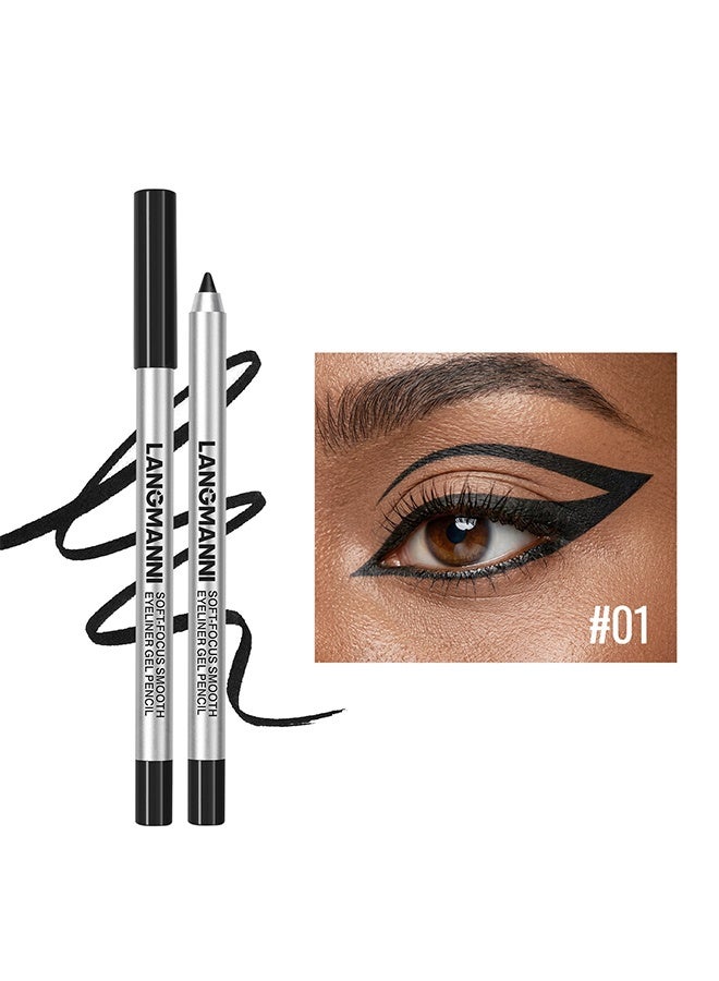 LANGMANNI Waterproof Gel Eyeliner Pencil Smudge‑Proof Long Lasting Matte Shimmer Eye Liner Pen Easy To Draw Eyes Makeup Cosmetic,1.8g‑#01 - Image 1