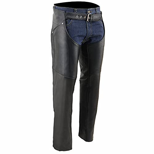 Milwaukee Leather Chaps for Women Black Premium Skin - Deep Hip Pockets Back Thigh Laces Motorcycle Chap - SH1173 - XXX-Small - Image 1