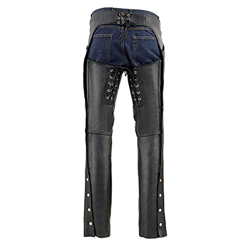 Milwaukee Leather Chaps for Women Black Premium Skin - Deep Hip Pockets Back Thigh Laces Motorcycle Chap - SH1173 - XXX-Small - Image 2