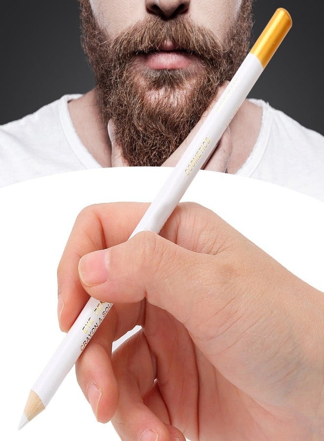 Luatoxry Barber Pencil, White Hairline Pencil for Men, Household Beard Lineup Pencils with Sharpener, Professional Minerals Beard Liner Pen for Shaping Different Mustache Styling - Image 2
