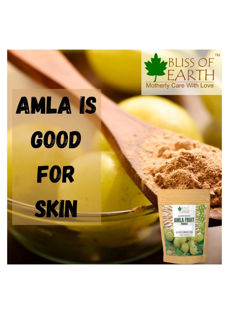 BLISS OF EARTH 100% Pure Natural AMLA Powder 100GM Indian Gooseberry Great For Hair Conditioning & Hair Coloring Mixture Natural Vitamin C & Antioxidants Pack of 4  - Image 4