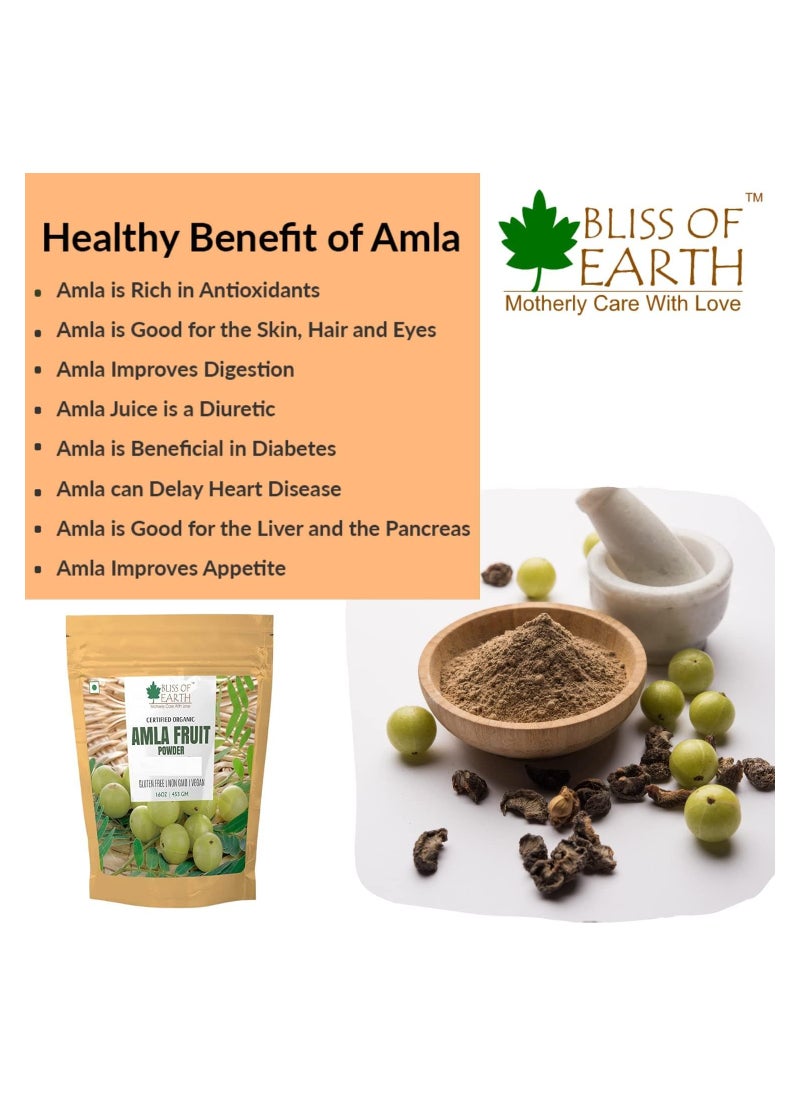 BLISS OF EARTH 100% Pure Natural AMLA Powder 100GM Indian Gooseberry Great For Hair Conditioning & Hair Coloring Mixture Natural Vitamin C & Antioxidants Pack of 4  - Image 5
