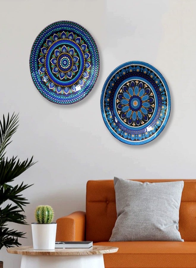JIKRAA® Evil Eye Ceramic Decorative Wall Plate | 2-in-1 Evil Eye Protection Prosperity Wall Hanging & Tabletop Showpiece with Stand | Blue Nazar Home Decor for Living Room & Office | Set of 2 Plates of 8 Inch | Ideal Gift for Housewarming & Festive Decor - Image 1