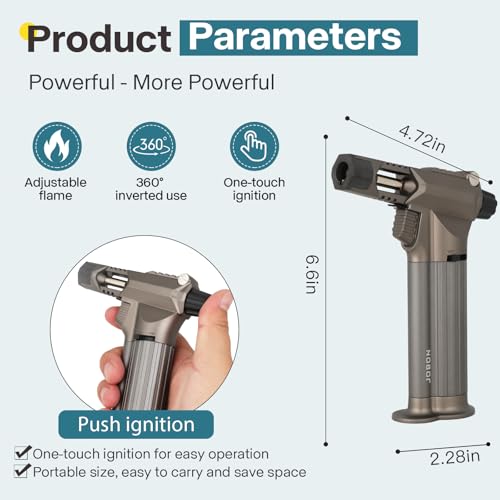 M TIME C CLUB All metal, Blow Torch, Professional Kitchen Cooking Butane Torch with Safety Lock Adjustable Refillable Multipurpose Flame Refillable BBQ, outdoors，Baking,Crafts and Soldering(Gas Not Included) - Image 3