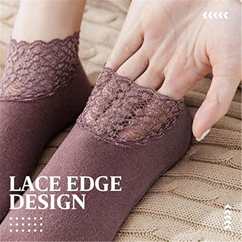2022 Lace Warmer Socks - Non Slip Lace Cotton Ankle Socks - Women Lace Frilly Socks - Breathable Warm 3pairs-i - Image 3
