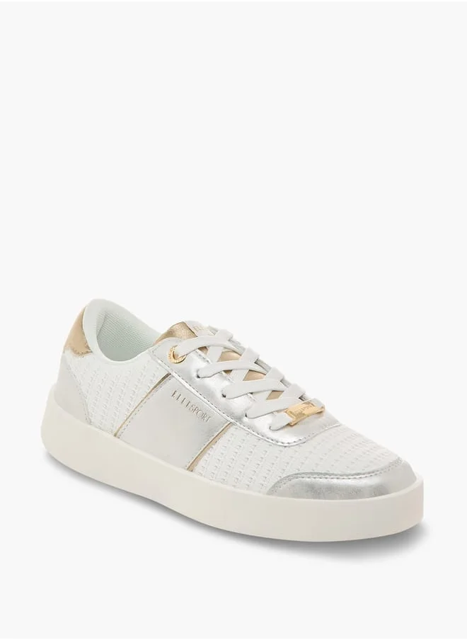 ELLE Women's Textured Sneakers with Lace-Up Closure