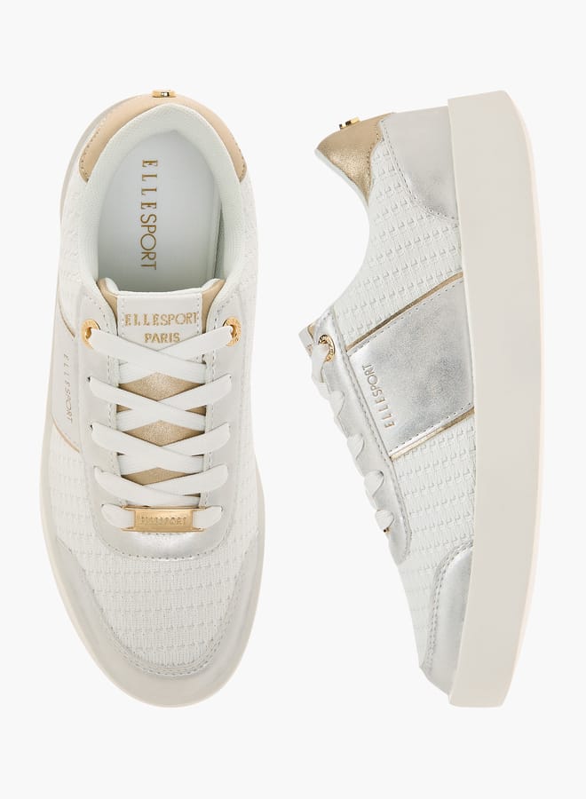 ELLE Women's Textured Sneakers with Lace-Up Closure  - Image 2