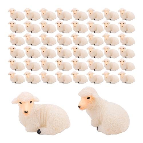 Comidox 50Pcs Cute Mini Resin Sheep Figurines Realistic Tiny Lamb Statues Bulk for Fairy Gardens Cake Toppers and Micro Landscape Decoration Little Sheep Decor for Car Accessories - Image 1