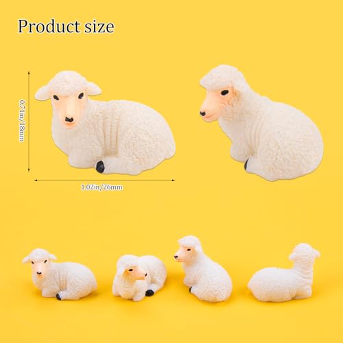 Comidox 50Pcs Cute Mini Resin Sheep Figurines Realistic Tiny Lamb Statues Bulk for Fairy Gardens Cake Toppers and Micro Landscape Decoration Little Sheep Decor for Car Accessories - Image 4