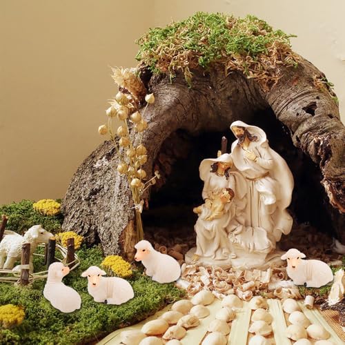 Comidox 50Pcs Cute Mini Resin Sheep Figurines Realistic Tiny Lamb Statues Bulk for Fairy Gardens Cake Toppers and Micro Landscape Decoration Little Sheep Decor for Car Accessories - Image 3
