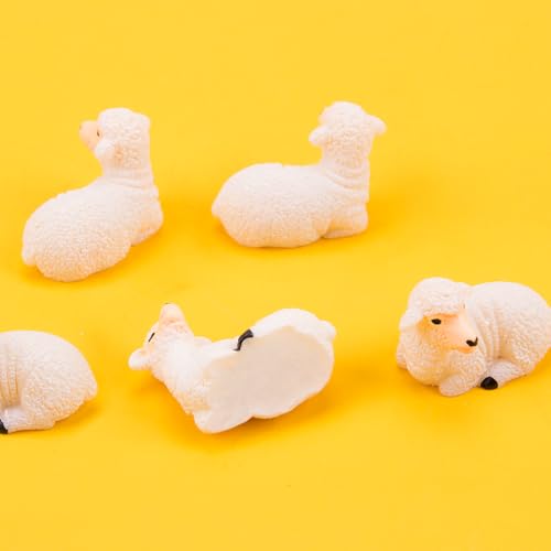 Comidox 50Pcs Cute Mini Resin Sheep Figurines Realistic Tiny Lamb Statues Bulk for Fairy Gardens Cake Toppers and Micro Landscape Decoration Little Sheep Decor for Car Accessories - Image 5
